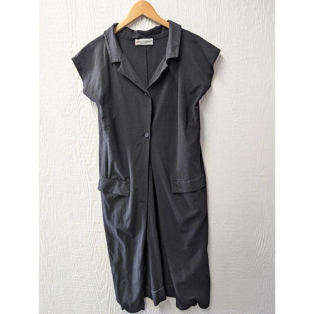 Dolce & Gabbana Black Wool Blend Short Sleeve Button Duster Cardigan Size 42